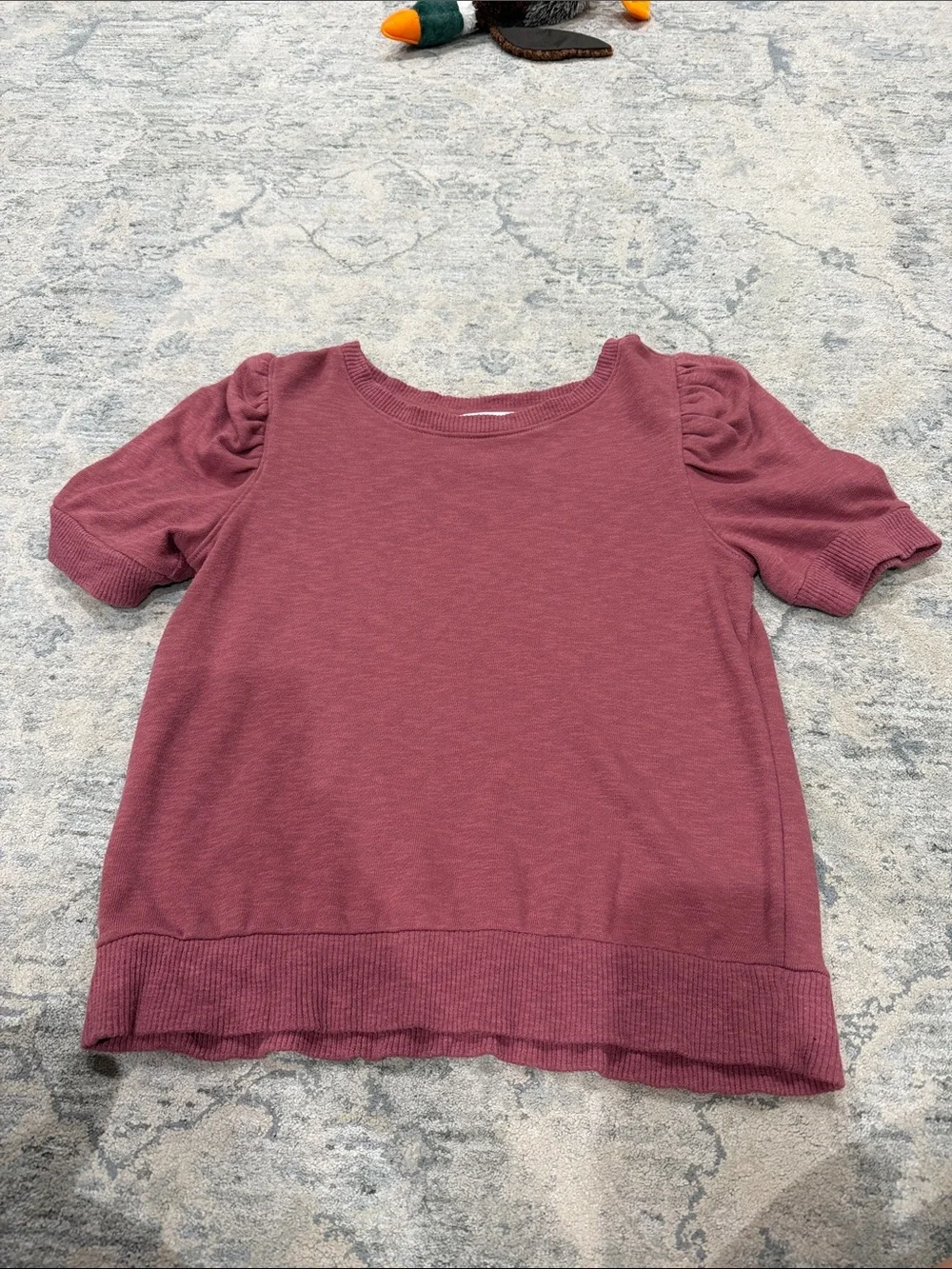LOFT Girls Puff Sleeve Knit Top - Mauve Rose